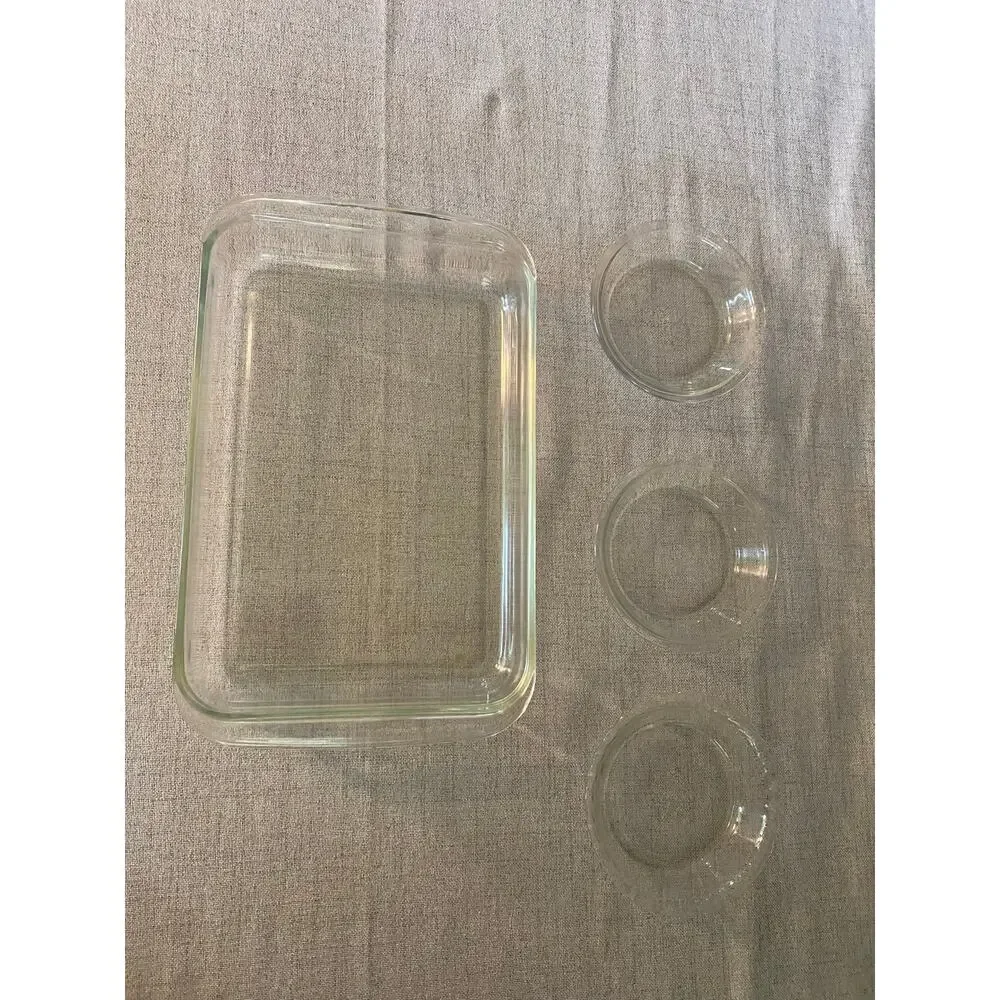 Vintage Pyrex Clear Glass Bakeware Lot 13x9 3QT Baking Dish & 3 Mini 6
